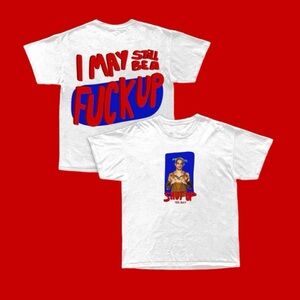 Tyler Posey "Shut Up" Graphic Band Tee Signed Unisex Shirt In White